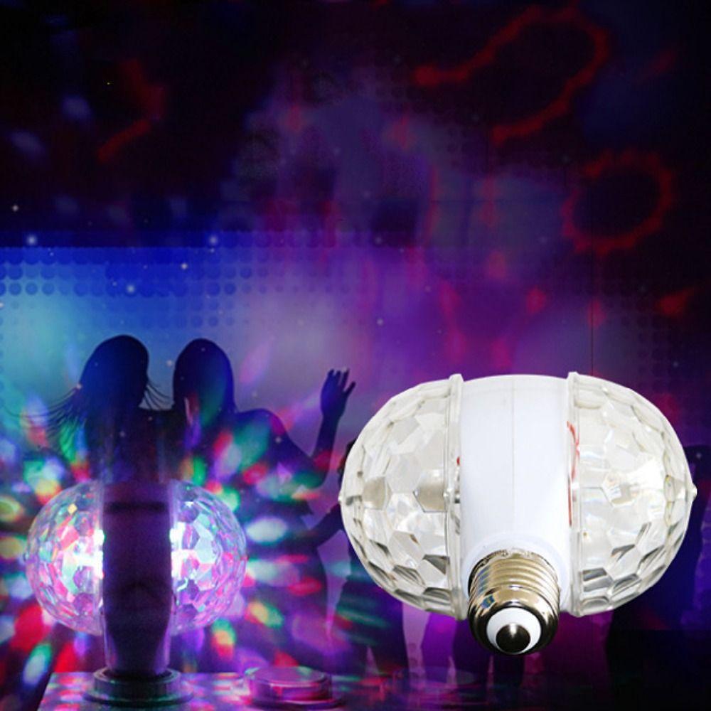 Auto Rotating Crystal Strobe RGB Lamp Dual Head DJ Stage Lamp Bulb Disco Lights  Birthday