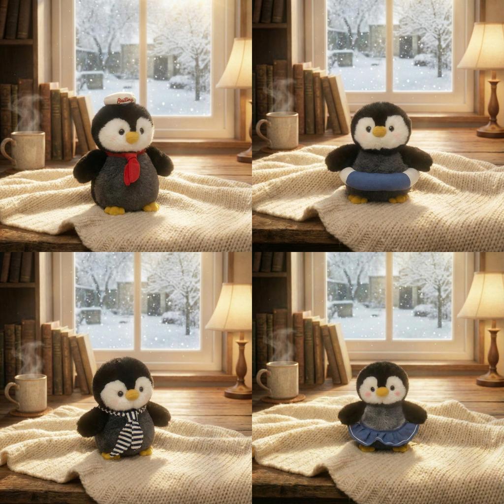 Plush Penguin Toy With Pp Cotton Filling For Kids Gift And Collectible Decor