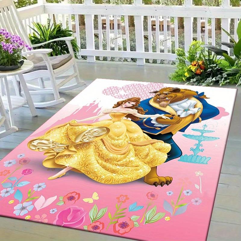 1pc Beauty and The Beast Pattern Area Rug Soft Flannel Floor Mat for Living Room, Office, Bedroom, Outdoor and Camping, Sofa Coffee Table Fl