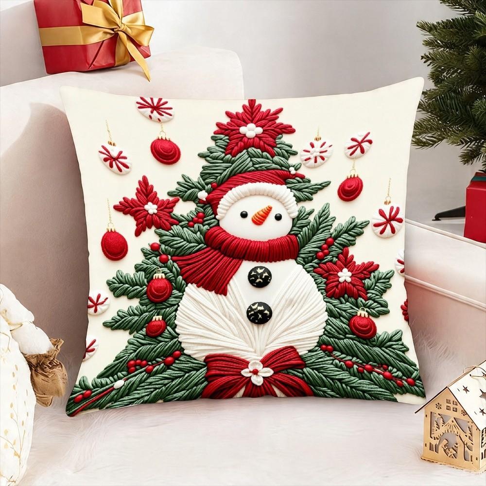 45x45cm Christmas Pillowcase Cartoon Santa Snowman Elk Pillow Case Christmas Decoration