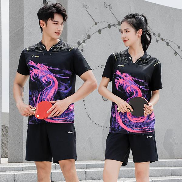 Li-Ning Ping Pong Series Quick-Dry Sports Round Neck T-Shirt Unisex Tops Black AAYR361-2
