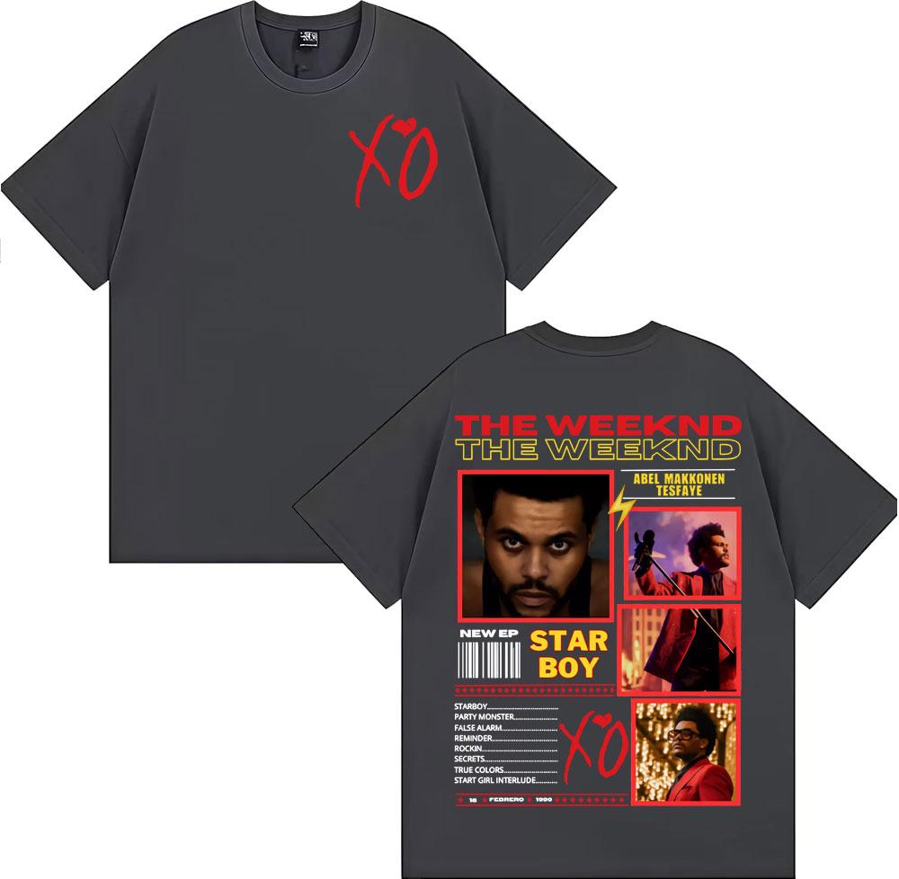 Графическая футболка с принтом рэпера The Weeknd, тур в поддержку альбома Xo 2025, мужская мода, хип-хоп, панк, уличные футболки, повседневная хлопковая футболка оверсайз