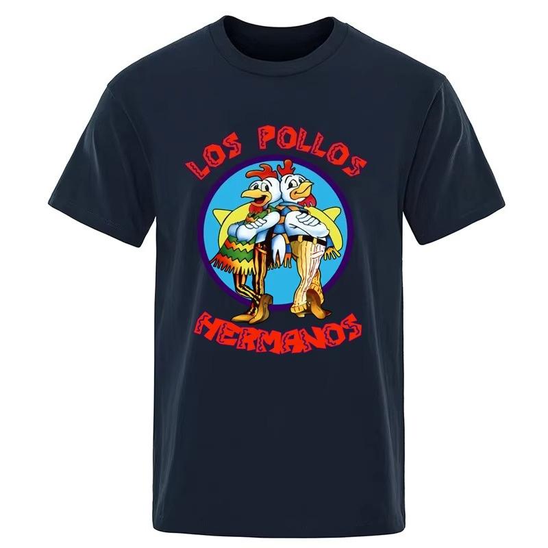 Высококачественная мужская летняя футболка LOS POLLOS Hermanos с принтом, повседневная футболка из чистого хлопка, Братья-курицы, парная уличная одежда