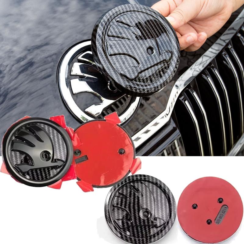 Carbon Fiber for SKODA Rapid Yeti Karoq Fabia 1 2 Octavia A7 Superb Vision Car Head Boot Logo Emblem Front Rear Badge Sticker