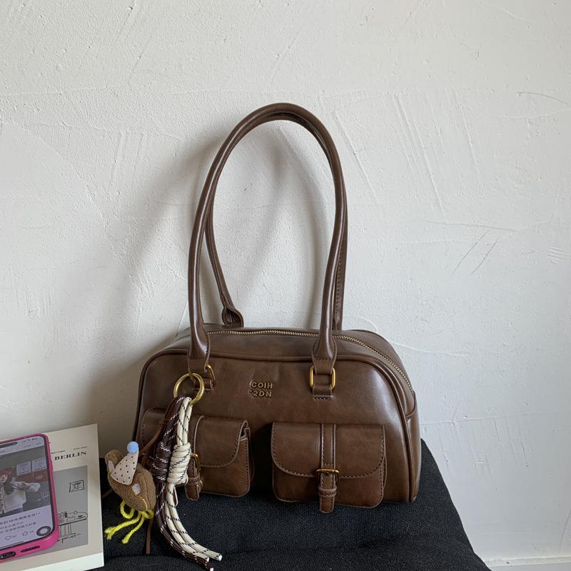 Новая корейская ретро сумка через плечо, Модная и трендовая повседневная сумка-бостон, Стильная сумка для боулинга