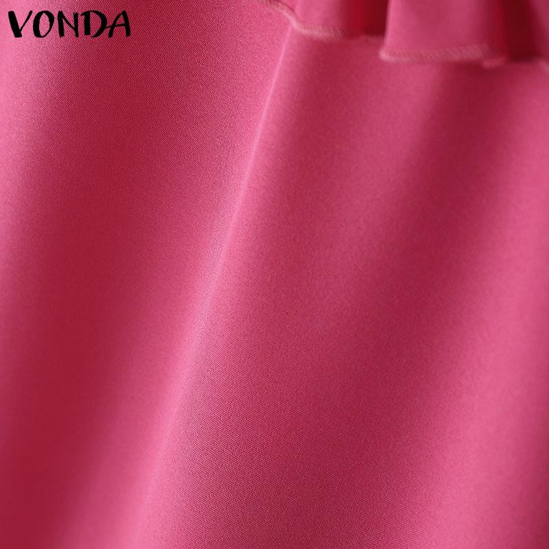 VONDA Летние женские однотонные повседневные топы без рукавов с оборками на шее