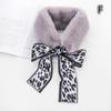 Women Elegant Faux Fur Scarf Plush Leopard Winter Warm Vintage Fluffy Collar Wrap