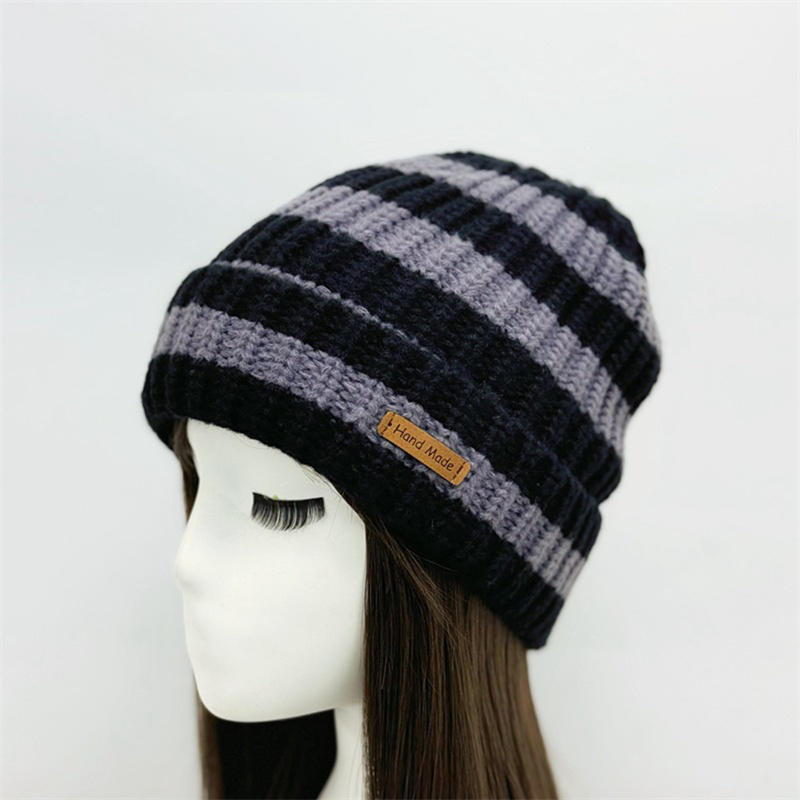 Модная женская и мужская полосатая шапка-бини для улицы, для холодной погоды, зима, теплая шапка-чепец