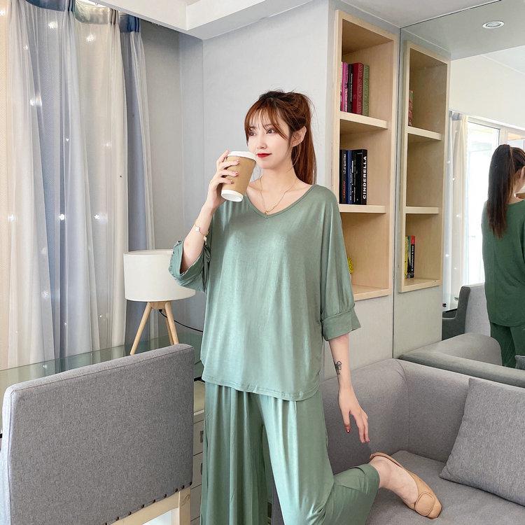 Women's Modal Loose Half-Sleeve Summer Bottoming Shirt: Lightweight, Pajama-Style, Large Size, Short Front, Long Back.