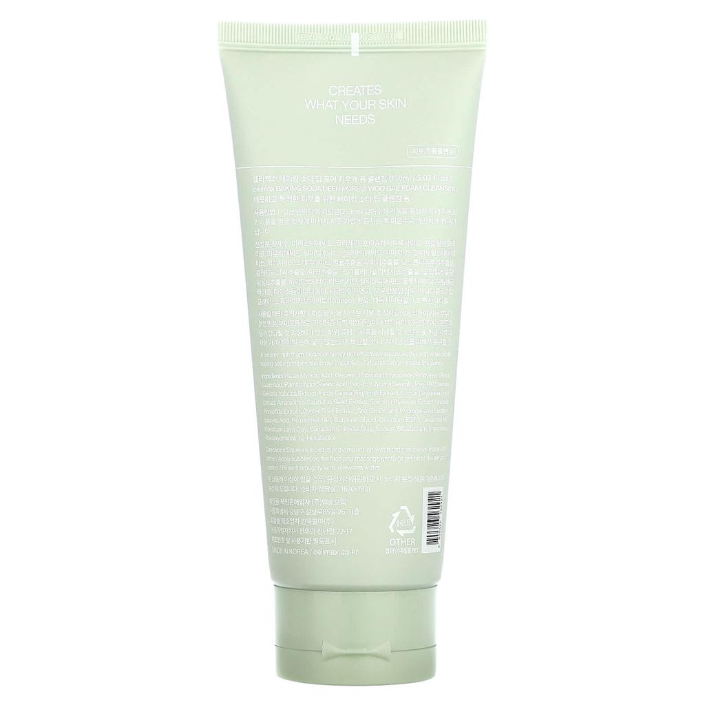 CELIMAX Eraser, Baking Soda Deep Pore Foam Cleansing, Combination/Oily Skin, 5.07 Fl Oz (150 Ml)