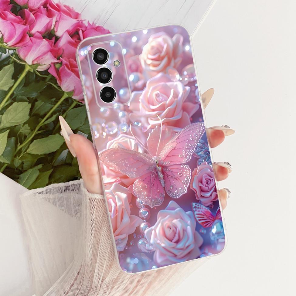 Transparent For Samsung M13 4G SM-M135F Case For Samsung Galaxy M13 4G Cover Cute Cat Fashion Butterfly Funny Painted Casing