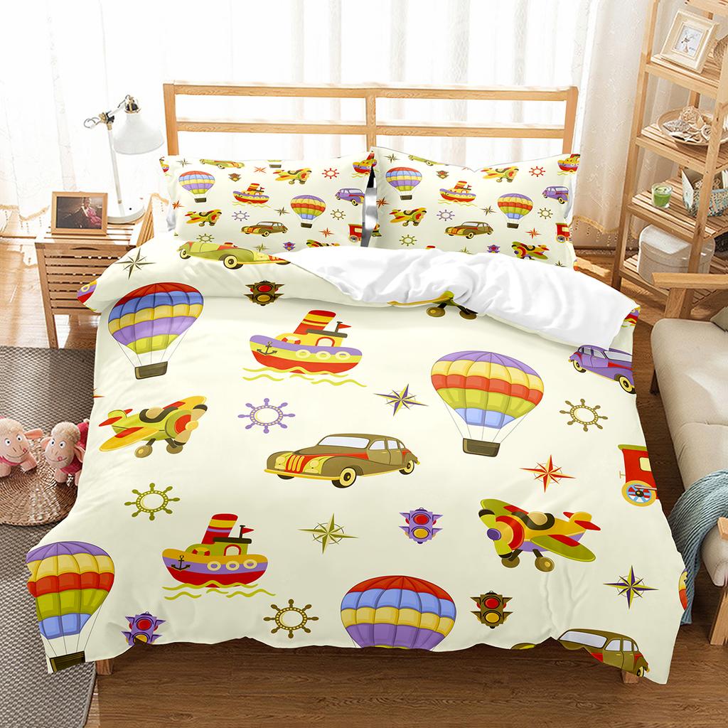 Air Balloon Duvet Cover Collection Single King Cartoon Animal Bedding Collection Cute Sika Deer Elephant Comforter Cover For Kids Teens