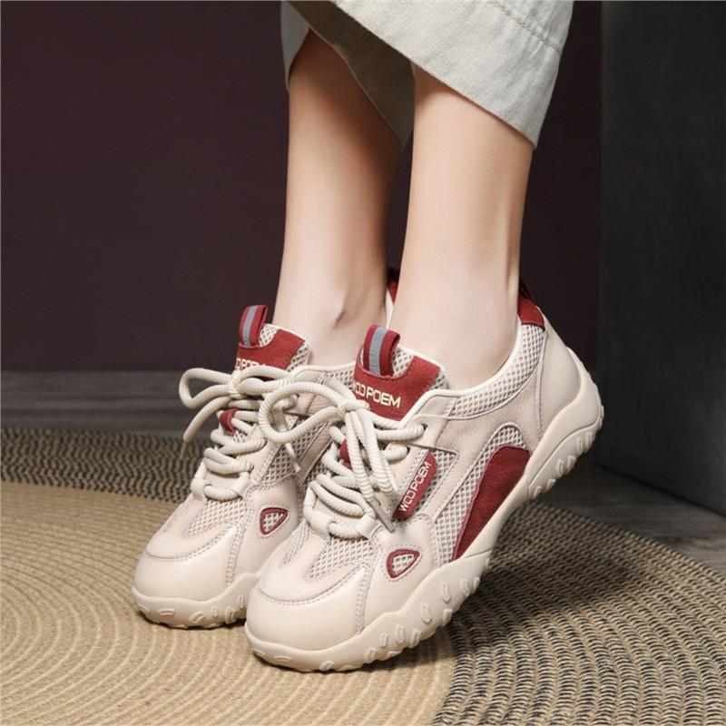 Johnature Спортивная обувь из натуральной кожи с сетчатыми вставками, дышащая, на мягкой подошве, повседневные универсальные женские кроссовки