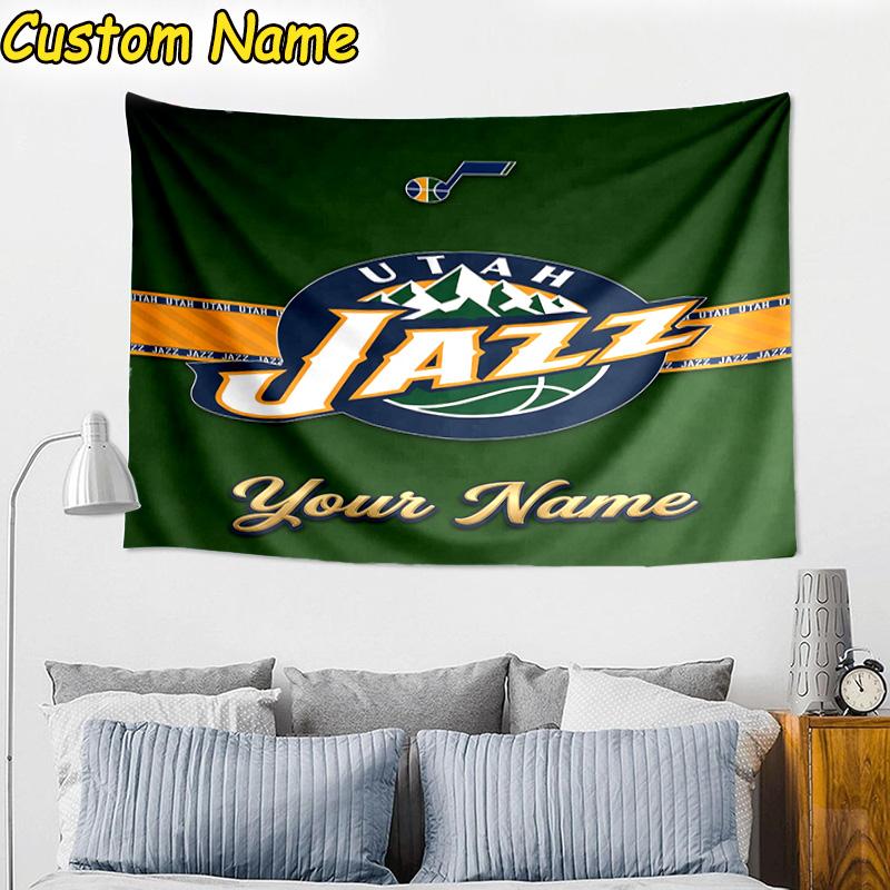 Custom Name Jazz Basketball Team Tapestry Room Decoration Wall Hanging for Living Room Bedroom, dormitory, Birthday and Christmas gifts