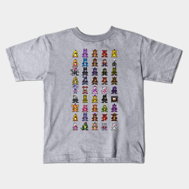 Boys Girls Soft Cotton Graphic Tees World Of Fnaf 8Bit Pixel Art T-shirt Breathable Daily School Wear Kids T-Shirts