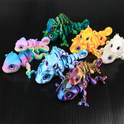 Хамелеон Фигурки 3D Печать Многосуставной Подвижный Симуляция Глаз для Домашних Аксессуаров Подарок Детям Декор Гостиной