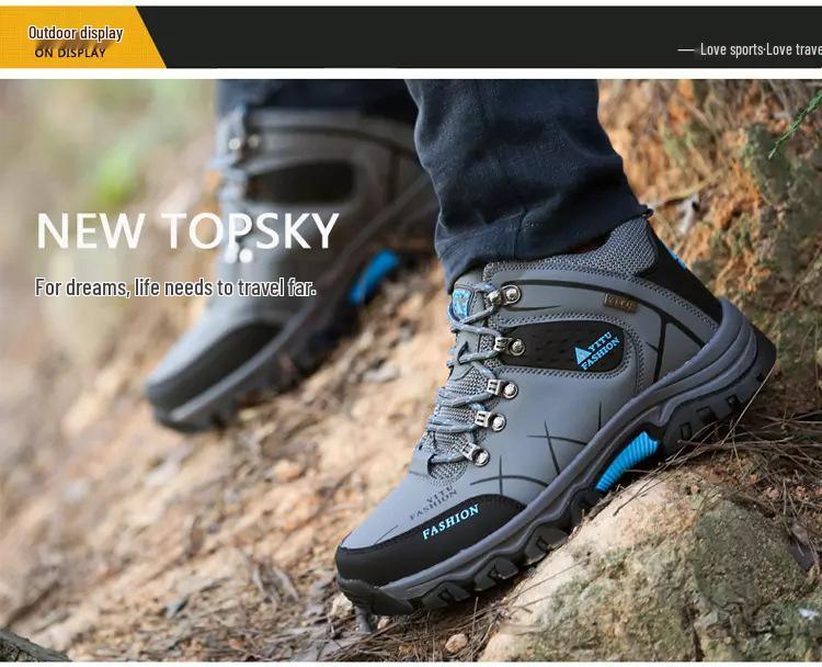 Мужские водонепроницаемые кожаные походные ботинки - Утепленные, средней высоты, морозостойкие для осени и зимы