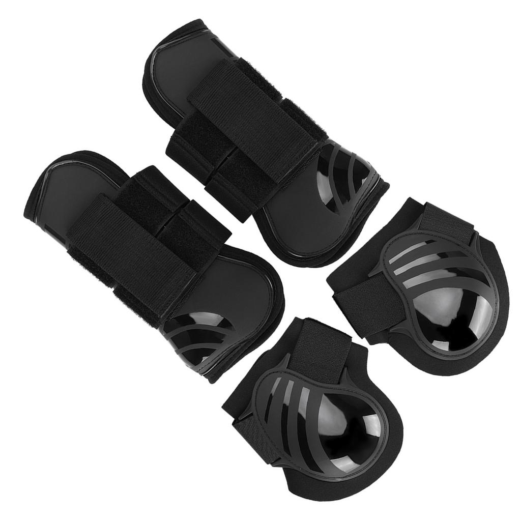2 пары эластичных сапог для лошадей, утолщенные ПУ сапоги для передних и задних ног, защита для тренировок, прыжков, черный цвет, размер M