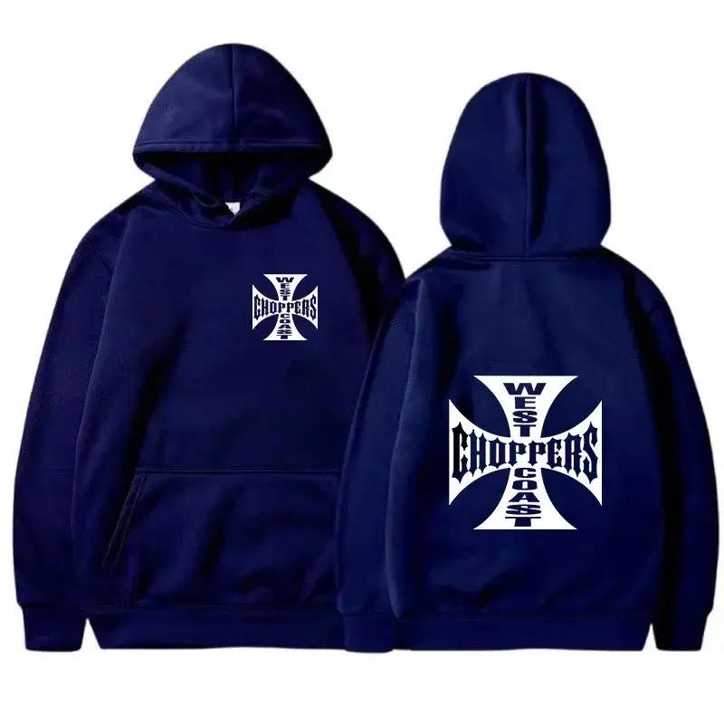 Мужские и Женские Хлопковые Толстовки Плюс Флис West Coast Choppers Логотип Железного Креста Худи Осень и Зима Уличная Повседневная Одежда