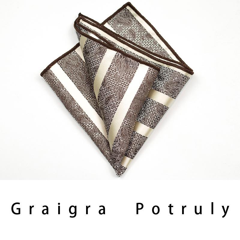 Italian Style Tie Men'S Formal Wear Business Striped Retro Gray Coffee Suit Shirt Pocket Towel Suit