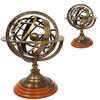 Brass Armillary Sphere, Antique Brown Finish, , with Wooden Body 30.48 Cm
