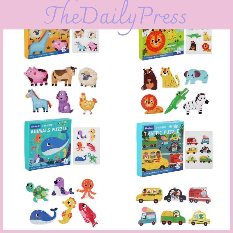 Набор деревянных пазлов Темы Ферма Лес Океан Транспорт