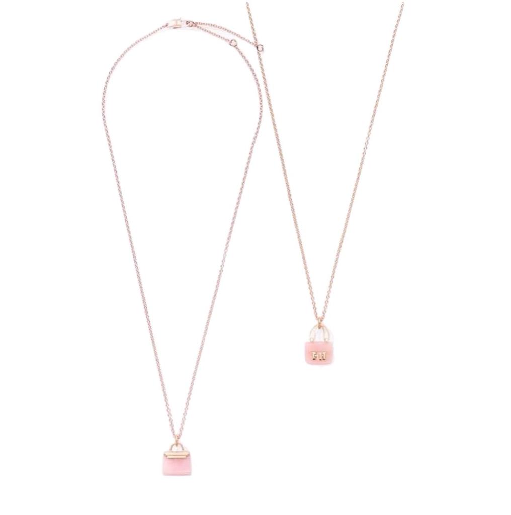 H-Style Pink Crystal Pendant Necklace with Kelly Bag Design