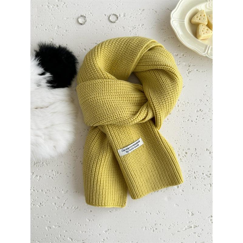 Sheep Wool Couple Solid Color Knitted Wool Scarf Women's Autumn and Winter Value for Money, Thickened Warm Scarf
