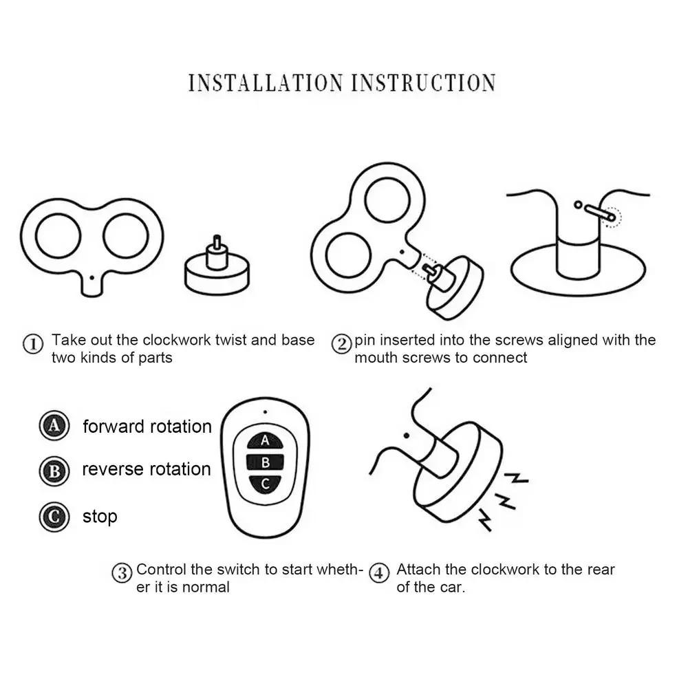 USB Charging 3D Car Wind Up Key Rotating Electric Rotating Spring Key Car Roof Decor Car