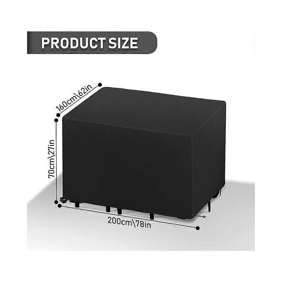 Outdoor Furniture Cover 200x70x160cm Waterproof UV Resistant Patio Table Cover Heavy Duty Oxford Black