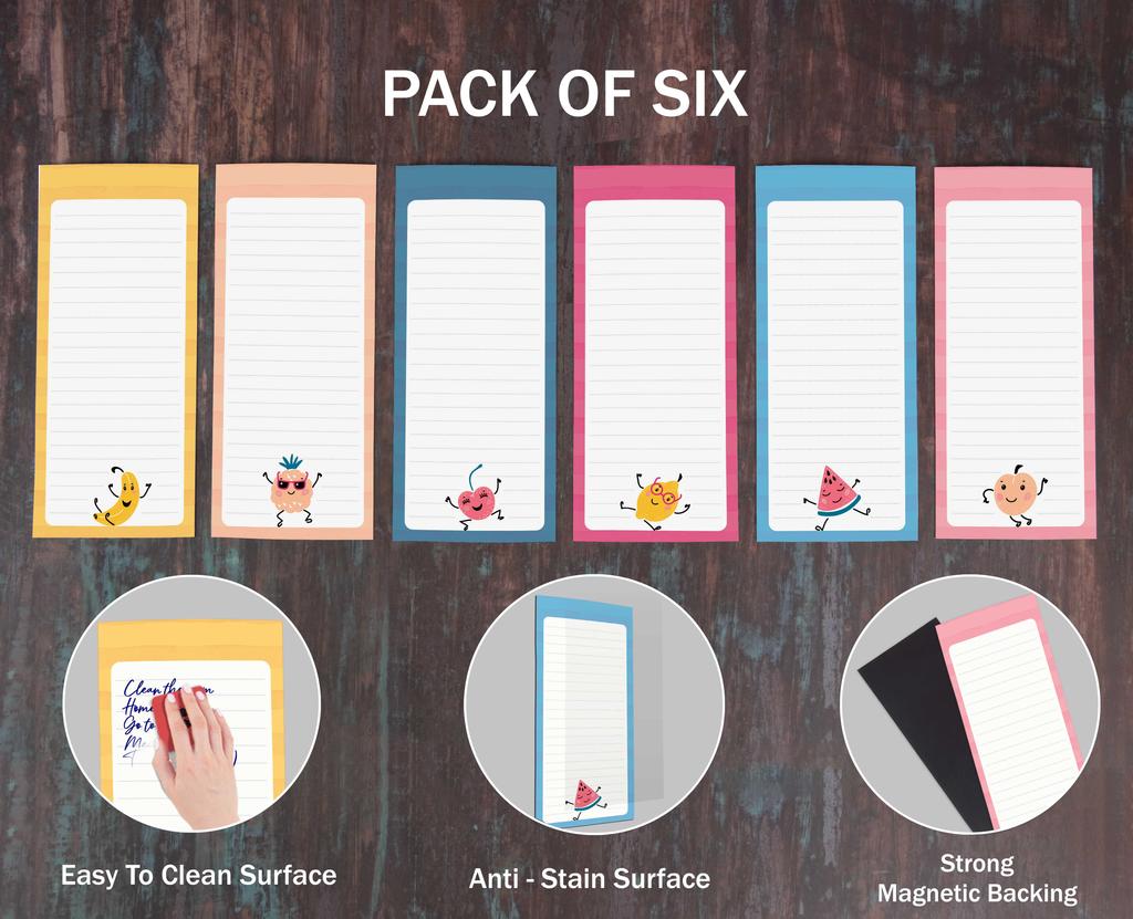 Inkdotpot Упаковка из 6 забавных магнитных списков для сухого стирания на холодильнике, протирание без пятен, быстрые заметки, доска для покупок и список продуктов на холодильник