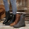 Plus-size Shoes Flat Casual Round-toed Fashionable Boots Belt-buckle Mid-calf Boots