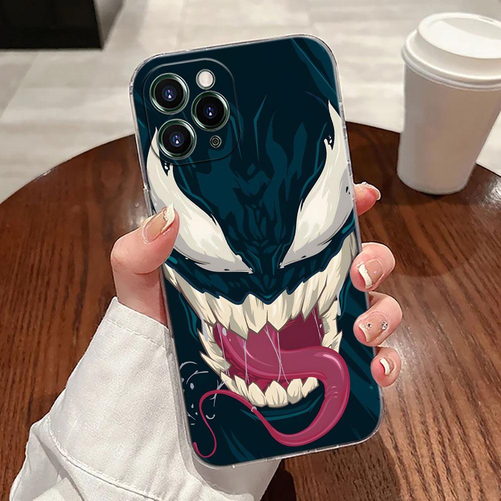 Прозрачный чехол для телефона Marvel с головой Венома для iPhone 17 Pro Max 17E 11 12 13 14 15 16 Pro Max 15 Plus 17 Air 16E 7 XS Мягкая крышка