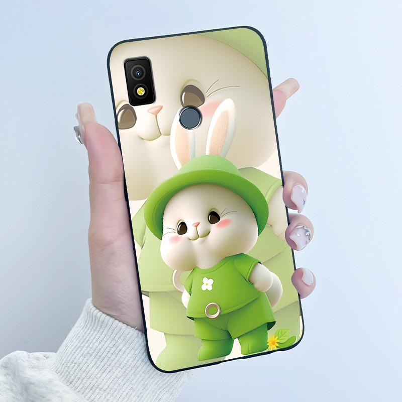For Cricket Icon 4 Case Luxury Cute Love Rabbit Funny Black TPU Soft Silicone Protective Phone Case for Cricket Icon4 Back Cover