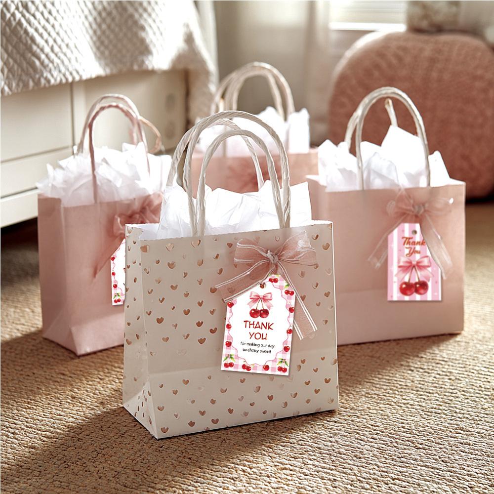 1set 80pcs 4 styles Printed Paper Thank You Gift Tags Rectangle Cherry 7.7x5.1cm Hole: 5mm 20pcs/style