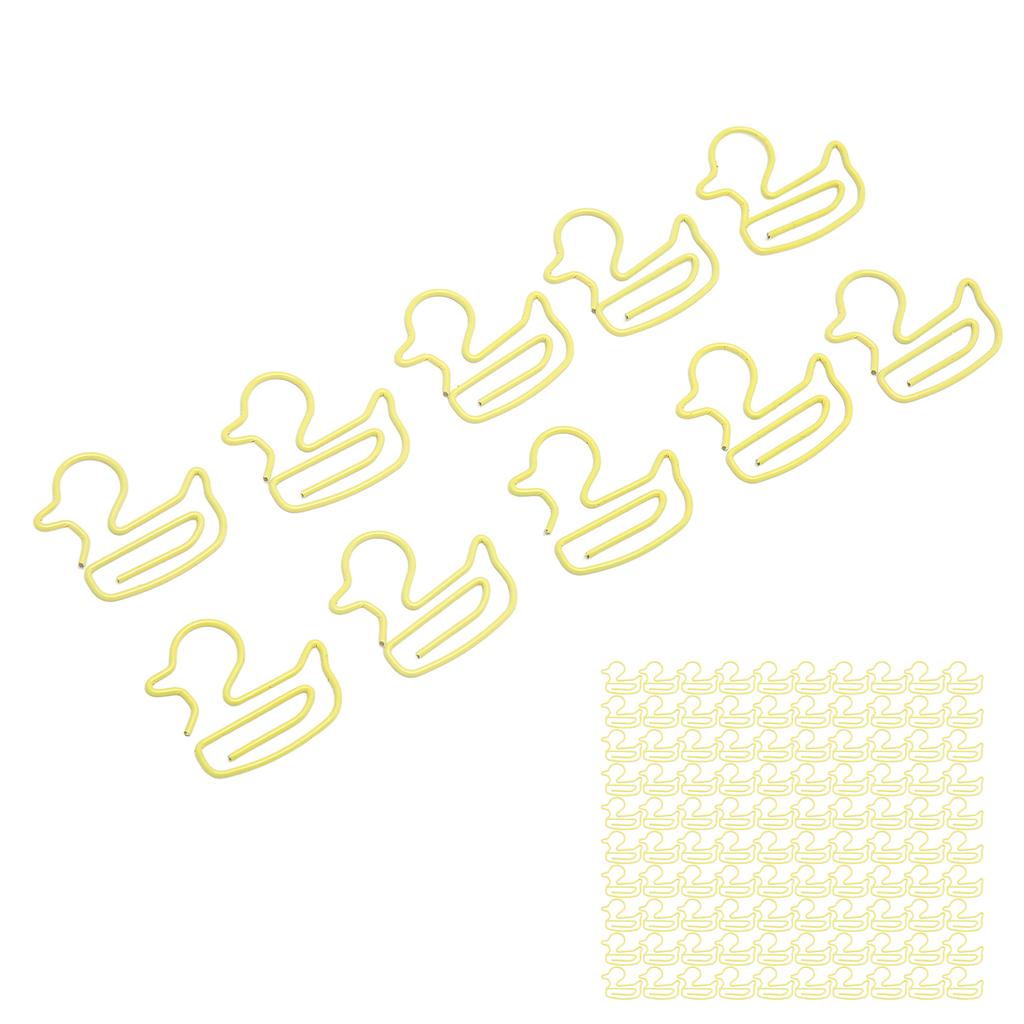 100 шт. скрепок в форме желтой утки, легкие портативные, гальванические, металлические скрепки, отключены