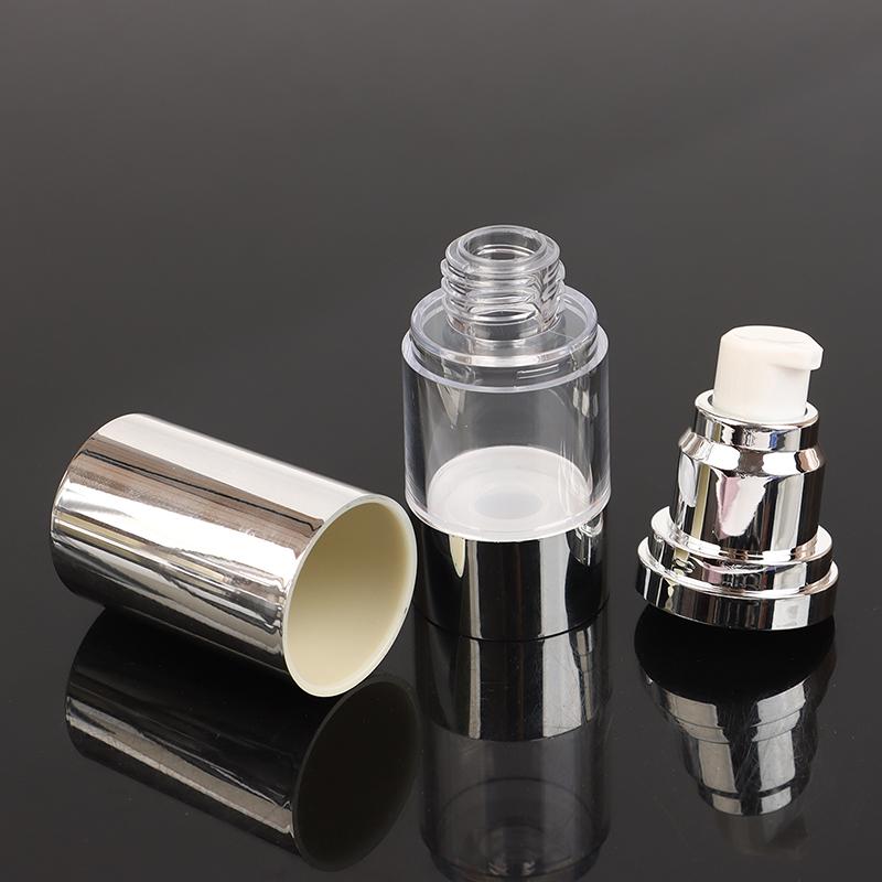 15/30/50Ml Uv Silver Lotion Bottle Empty Vacuum Pump Bottles Portable Facial Cream Foundation Airless Bottle Cosmetics Spray