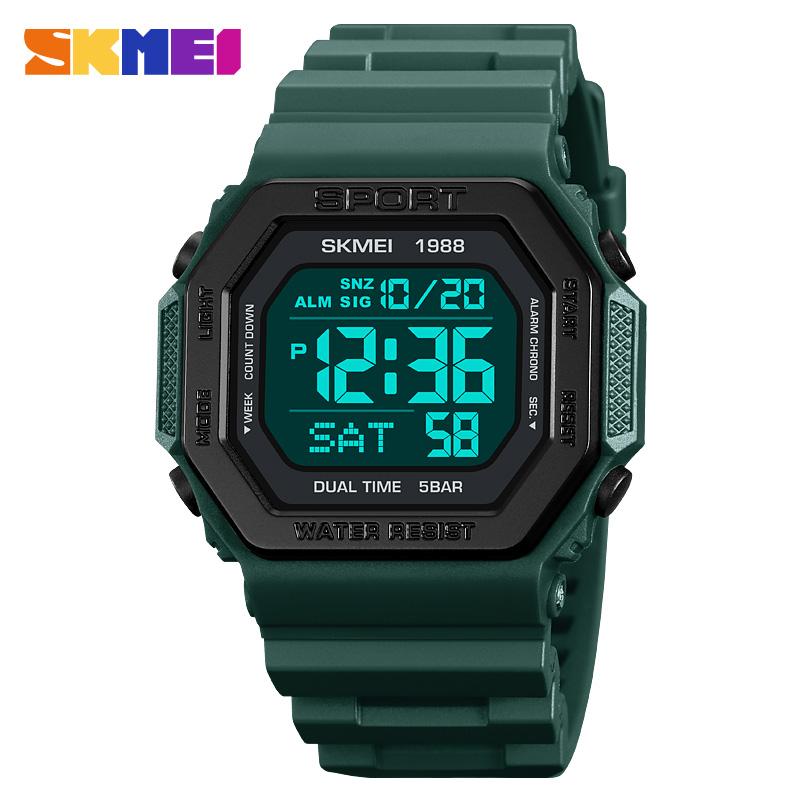 SKMEI 1988 New Men's Military Sports Watch Waterproof Multi functional LED Display Digital Men's Countdown Watch reloj hombre