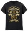 Life Begins At 30 Mens Birthday T-Shirt Born In 1995 Legends 30th Gift Gold Text
