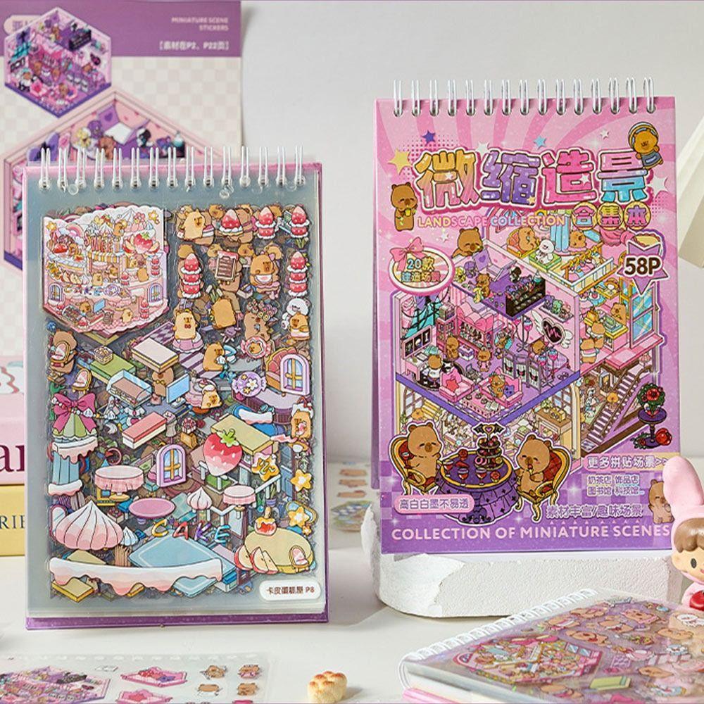 Коллекция наклеек «Миниатюрный пейзаж для декомпрессии» ПЭТ DIY Наклейка со сценой домика Детский подарок