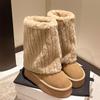 2025 Новые толстые ботинки, утолщенные зимние ботинки для женщин, меховые плюшевые длинные ботинки, обувь в стиле Лолиты, дизайнерские носки, женская обувь с увеличенным голенищем