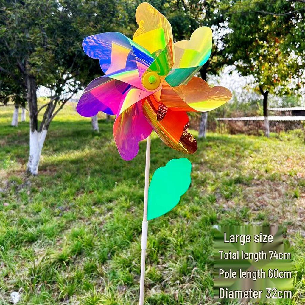 Большая переливающаяся деревянная игрушка-вертушка для развлечений на открытом воздухе
