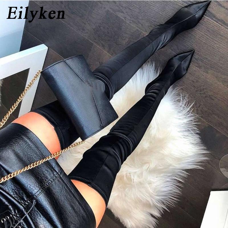 Модные черные высокие женские ботфорты Eilyken, выше колена, эластичные, сексуальные, для ночного клуба, длинные Zapatillas Mujer