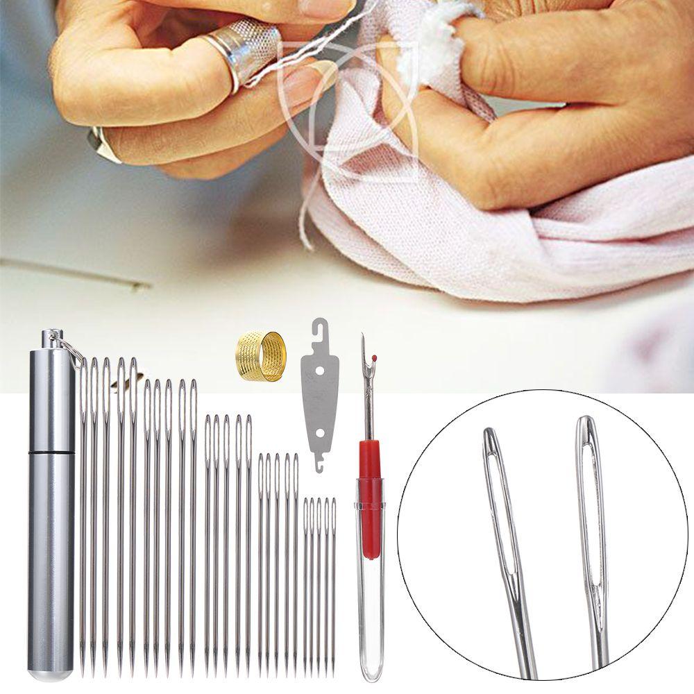 Cross Stitch Stainless Steel Mending Craft Large Eye Needles Sew Pins Kit Hand Sewing Needle