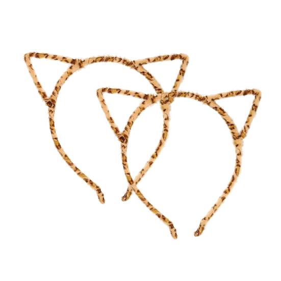 2 шт. Повязки на голову с кошачьими ушками, леопардовый принт, черный кот, котенок, животные ушки, обруч для волос, аксессуары для костюма на Хэллоуин, вечеринку, косплей