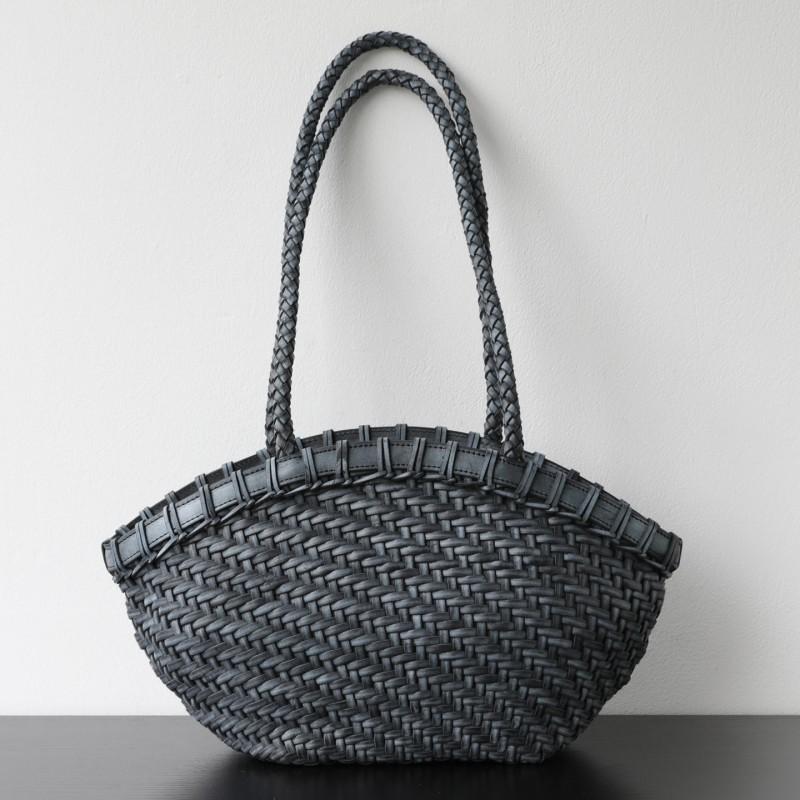 Handwoven Vegan-Friendly Vegetable-Tanned Leather Tote Bag Shell Shape Boho Chic Shoulder Daily Use