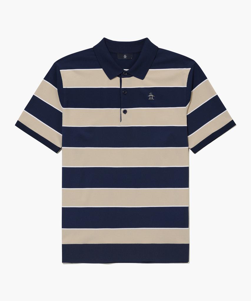 Meonsingweeo Men'S Striped Collared Short Sleeve Sweater Blue Mr321Msw71