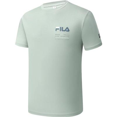 Fila Latte Girl 3.0 Футболка спортивная с принтом букв, простая, с круглым вырезом, вязаная, с коротким рукавом, мужская, топы, овсяно-серая A11M321108FGY