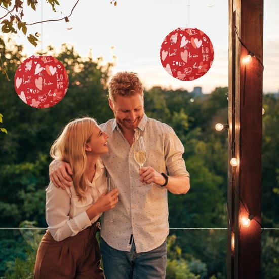 1 шт./6 шт., фонарь на день святого Валентина, бумажный фонарь с сердечным узором, подвесной кулон для внутреннего и наружного декора