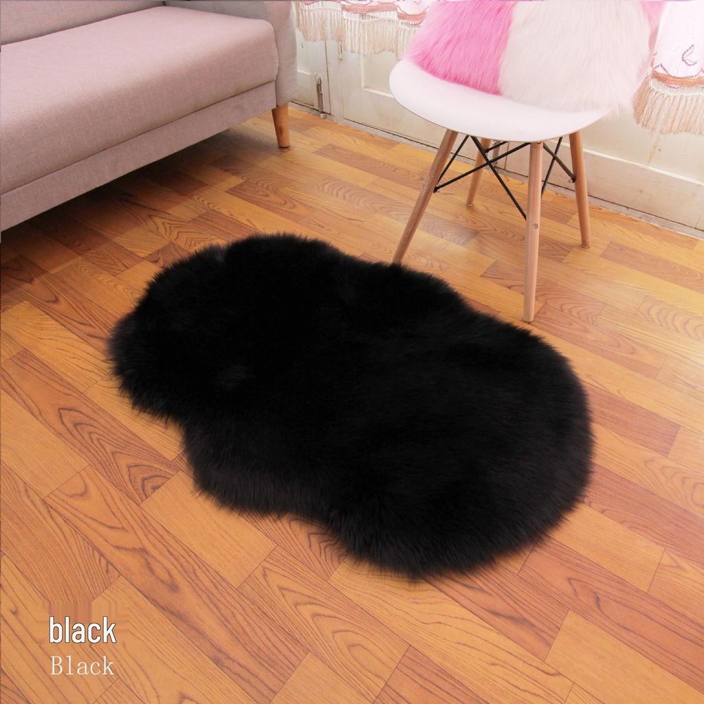 European Imitation Wool Plush Carpet - Gray and White